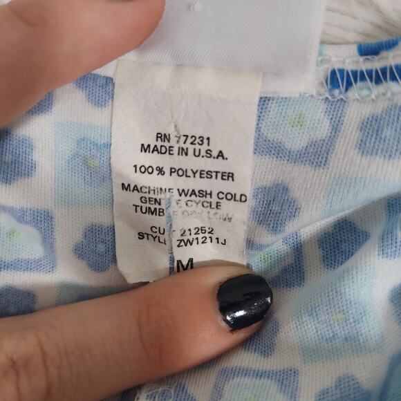 Vintage 90s Aqua Blues Square Neck Mini Dress Size Medium - Picture 4 of 7